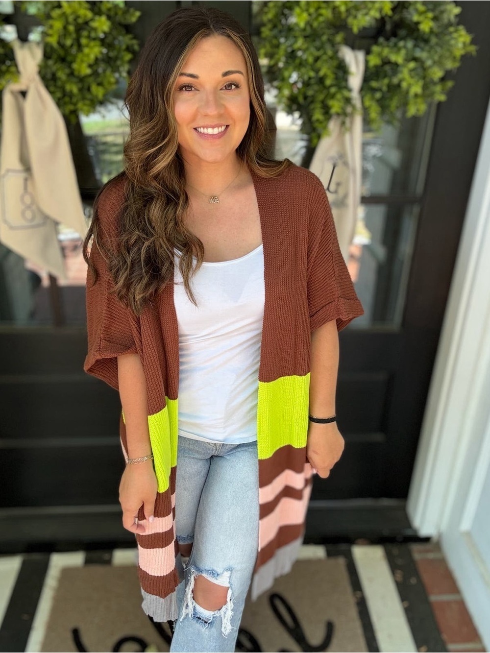 Umgee Lime Twist Open Front Oversized Cardigan Green Large NWT IN PACKAGE